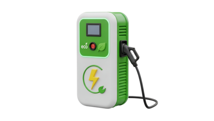 Green and white electric vehicle charger