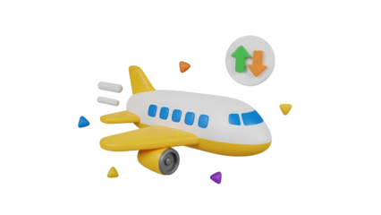 Illustrated airplane with upward arrow