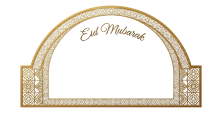 Decorative Gold Arched Eid Mubarak Frame with Islamic Pattern