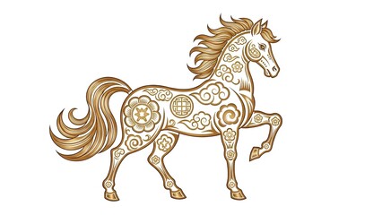 Chinese Zodiac Horse Symbol Design Isolated Traditional Festive Element