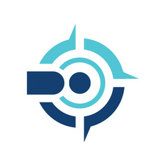 this image is an abstract logo design that depicts a person lies down on MRI  machine in compass shape on a white background