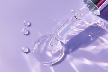 Clear Serum Dripping on Lavender Background