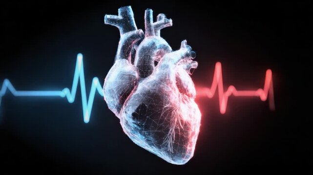 Anatomy of the Heart: A vivid depiction of the human heart, underscored by a dynamic representation of its rhythm, symbolizing life and vitality.
