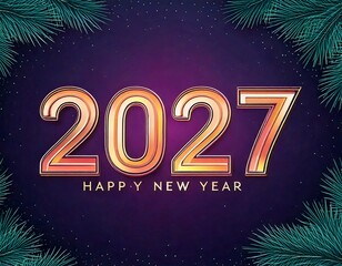  2027 Happy New Year Background Design. Greeting Card, Banner, Poster. Vector Illustration.