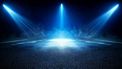 A dark empty street, dark blue background, an empty dark scene, neon light, spotlights The a.jpg