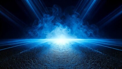 A dark empty street, dark blue background, an empty dark scene, neon light, spotlights The a.jpg