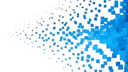 Blue pixelated squares on white background pixels