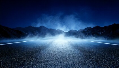  Dark street, asphalt abstract dark blue background, empty dark mountain range scene, with sm.jpg