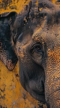 Abstract art of elephant with colorful patterns and textures
