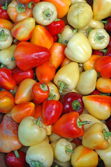 Colourful Hot chili peppers vegetables at farmers market