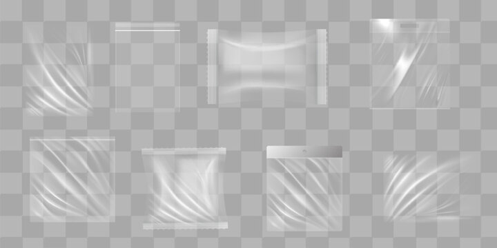 Big Set Of Transparent Empty Plastic Packaging. EPS10 Vector illustration