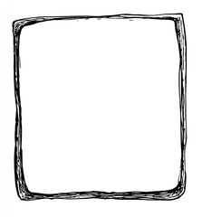 Sketchy square frame, slightly uneven lines, black and white