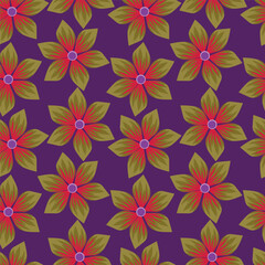 Seamless floral pattern, classic flower ornament, abstract ditsy print in vintage motif. Elegant botanical design of beautiful large wild flowers, leaves, small branches, herbs. Vector illustration.