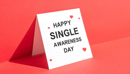 Happy Singles Awareness Day greeting card self love celebration concept