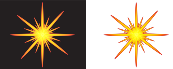 Glowing Starburst Light Explosion Effect with Golden Orange Rays 