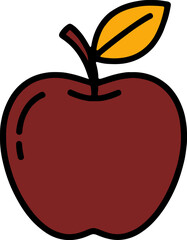 Red Apple Fruit Flat Vector Icon
