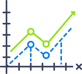 Business Data Analysis Line Graph Icon