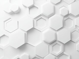 Abstract white honeycomb pattern with hexagonal shapes in various sizes