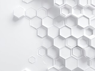 White hexagonal tile pattern with depth, layered, elegant, minimalist aesthetic
