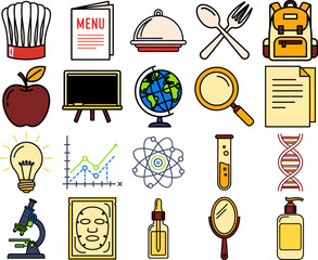 Education Science and Beauty Icon Set
