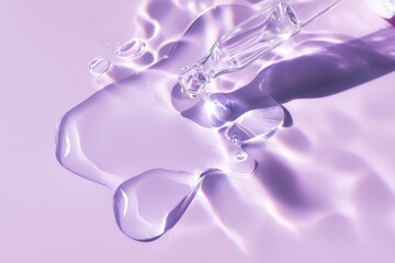 Clear Serum Dripping on Lavender Background