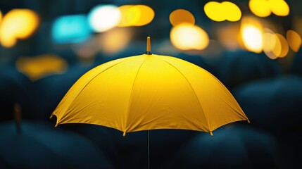 Yellow umbrella against blurred background