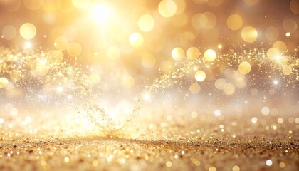 シャンパントーンの暖かな背景に、繊細なグリッターダストとボケ光が漂う映像。
柔らかな輝きが高級感と祝祭ムードを演出する抽象ビジュアル。