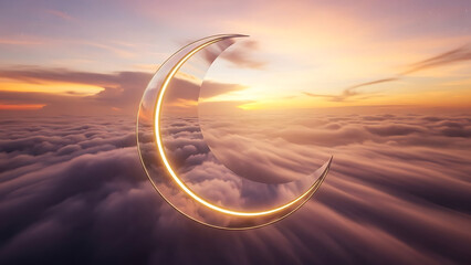 Golden light installation in desert sunset