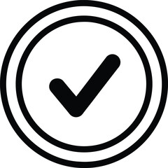 Black checkmark icon illustration vector graphic symbol of approval and confirmation isolated on white background