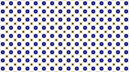 Abstract geometric tile pattern with bold blue and yellow shapes, clean lines, and a modern symmetrical layout. Minimalist decorative design. Ratio 16:9