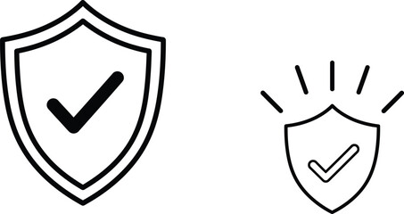 Two shield with checkmark vector icon illustration representing security and protection isolated on white background