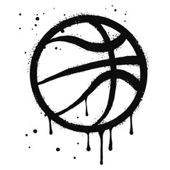 Spray painted graffiti of basket ball icon in black over white. isolated on white background. vector illustration © Receh Lancar Jaya