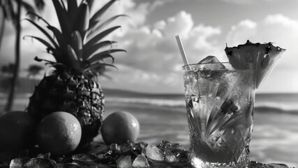 Beach scene with a refreshing drink