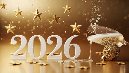 Sparkler-Style 2026 with Fireworks in Night Sky