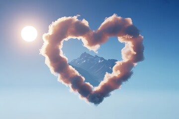 Fototapeta premium Heart shaped cloud formation in a clear blue sky