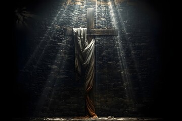 The cross and cloak of Jesus, depicting the resurrection of Jesus.