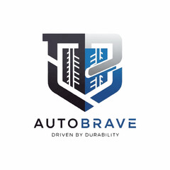 Modern Autobrave Logo Design with Shield and Durability Text.