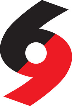 Elegant vector logo number 69 symbolizes firmness and growth, suitable for design and construction businesses. Composed of black and red, simple and bold yet elegant