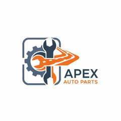Apex Auto Parts logo with wrench and gear.