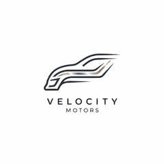 Velocity Motors Logo Design with Sleek Car Silhouette.