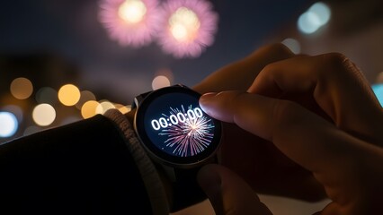 Smartwatch with New Year Countdown Display.