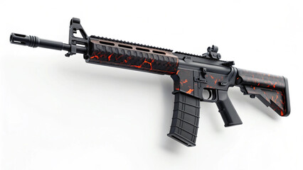 Automatic black assault rifle and military machine gun isolated on white background as a metal weapon vector for army war danger