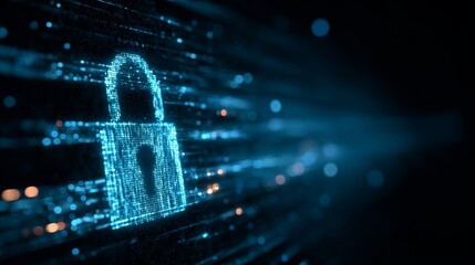 Advanced cyber security data protection and information privacy concept with secure digital network, encrypted internet communication, firewall technology, and modern information security systems back