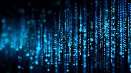 Abstract blue technology background with digital data signals, futuristic network connections, and high-tech information flow visualization for modern computing and communication systems