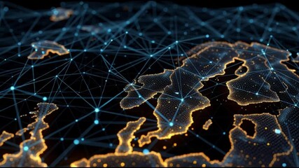 Futuristic digital map of Europe showcasing high-tech connectivity and advanced networks across the continent - Powered by Adobe