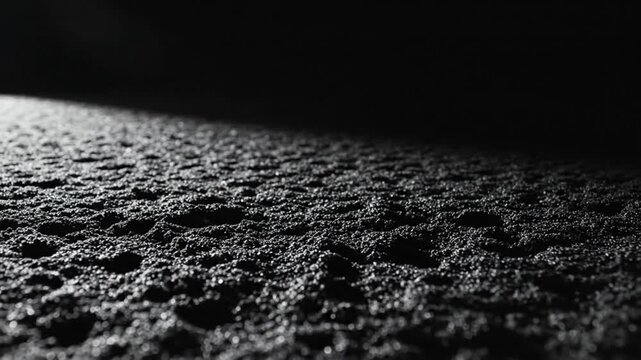 Close-up shot of a dark textured surface with a rough, bumpy pattern and a dramatic lighting effect.