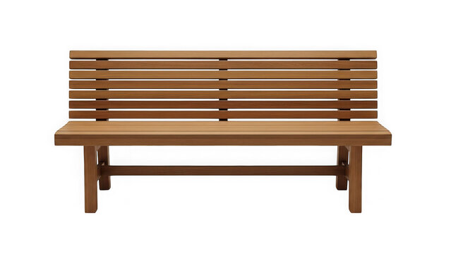 Modern wooden bench with slatted backrest isolated on transparent background