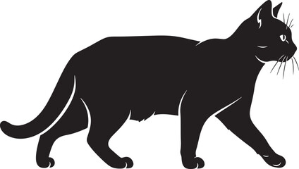 Black cat silhouette walking © Rulia