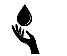 Hand donate blood sillhouette icon,hand holding blood on black image,hand and blood sillhouette illustration,hand donatioan blood sillhouette vector 