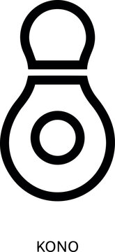 Minimalist black and white vector line art icon of stylized Kono symbol or doll figure isolated on white